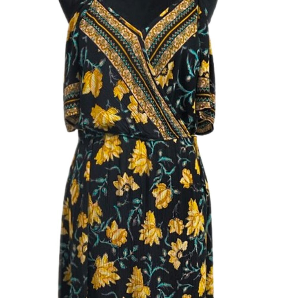 Xhilaration Cold Shoulder Black Floral Maxi Dress Women's Size Large - Picture 2 of 9